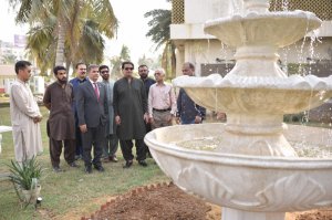 Dr. Syed Saif Ur Rehman PAS, TI, showcased a newly installed fountain to Mr. Kaleem Ullah (Rashid) Khaskheli and his team.