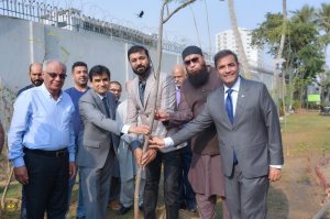 Dr. Syed Saif Ur Rehman PAS, TI & Mr. Iqbal Memon PAS planting a tree with other respected guests